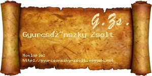 Gyurcsánszky Zsolt névjegykártya